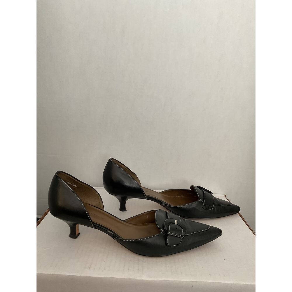 Anne Klein - AK - Mamayville - Black Leather Kitten Heels - 9M - Picture 3 of 11